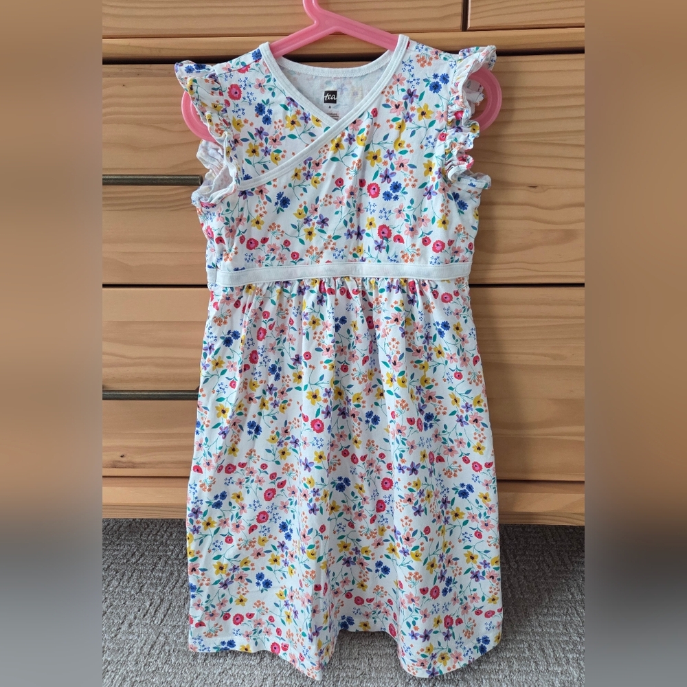 TEA Floral Kids Dress - Multicolor Cotton Spring Summer Size 8T